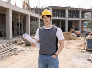 Áo điều hòa làm mát sử dụng công nghệ lưu thông khí kết hợp gel tích lạnh giúp giảm cảm giác oi nóng khi làm việc ngoài trời.